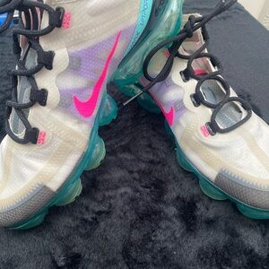 Nike VaporMax Flyknit with Pink and Teal Accents